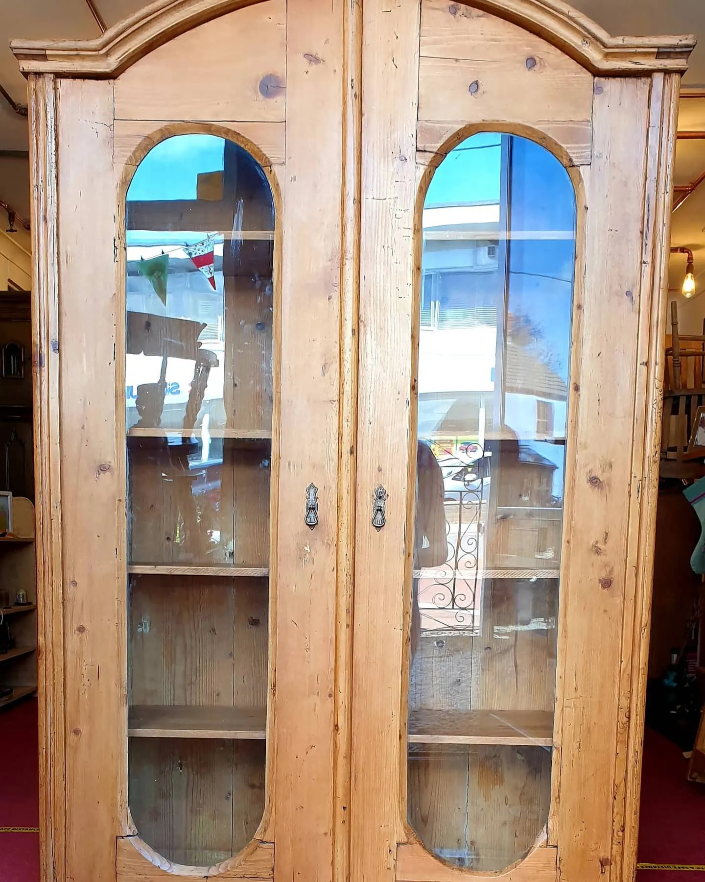 Glass door shelved cabinet