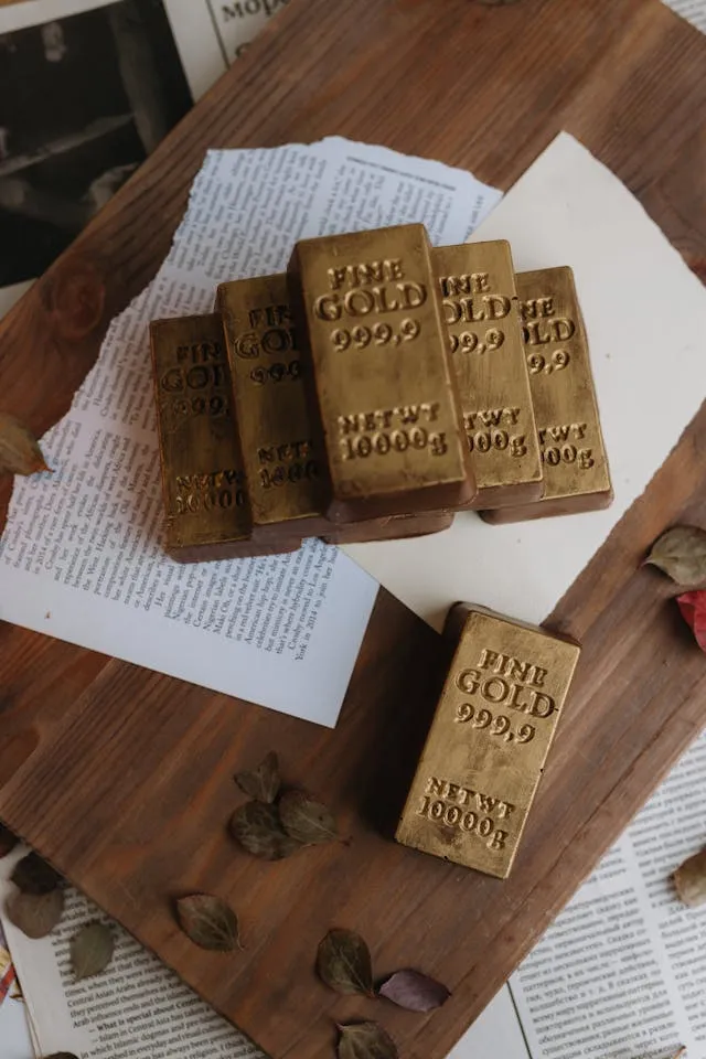 Gold bars on paperwork